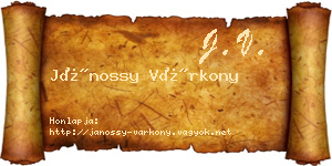 Jánossy Várkony névjegykártya
